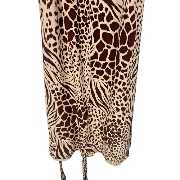 Ann Taylor Dress Size 12 Mixed Animal Print Tie Wrap Waist Midi Career Tailored - Picture 3 of 12